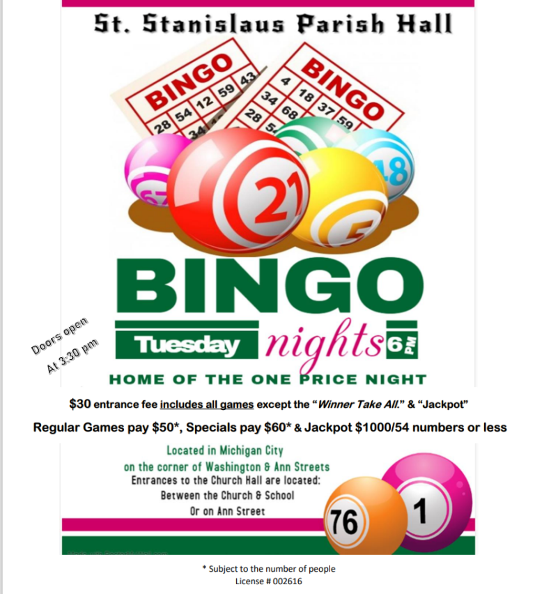 Parish Bingo - Saint Stanislaus Kostka Catholic Church